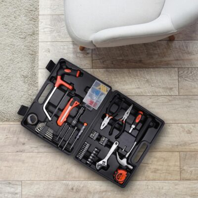 BLACK+DECKER BMT108C Hand Tool Kit for Home & DIY Use (108-Piece) - Includes Screwdriver, Wrench, Ratchet, Utility Knife, Saw, Claw Hammer, Measuring Tape and Plier, 6 Month Warranty, ORANGE & BLACK