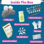 Rock Painting Kit - Glow in The Dark Art & Craft Activity Set for Girls & Boys | DIY Supplies | Includes 6 Reusable Rocks | Gift for Kids Age 4-12 Years - Activity Kit, Multi Colour
