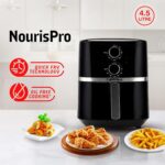 Crompton NourisPro 4.5 Ltr Air Fryer with Quick Fry Technology | 1500 Watts Super Helix Heating element | Large Circular Inner Bowl | Free OilBrush & Tong