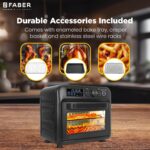 Faber Air Fryer Oven 20L, Digital Control, Bake Tray, SS Wire Tray & Basket, Crumb Tray, | 15 Preset Auto Program | Bake,Roast,Fry,Toast,Defrost | FAO 20L BK 15DF