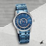 Fastrack Mens Exuberant Quartz Analog with Day and Date Blue Dial Metal Strap Watch for Guys-NR3279KM01