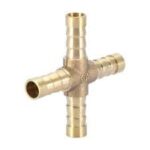 GK MART 10mm Brass 4-Way Cross Hose Pipe Connector – Barbed Joint Fitting for Water & Air Lines