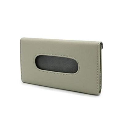 Pu Leather Car Sun Visor, Seat Side Pocket Back Seat Tissue Napkin Box Holder, Interior Car Accessories (Light Beige Plain, Sun Visor Type)