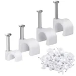 Hi-PLASST Cable Clips Combo (200pcs, 4 Sizes) – Wire Fasteners with Metal Nails for Cable Management