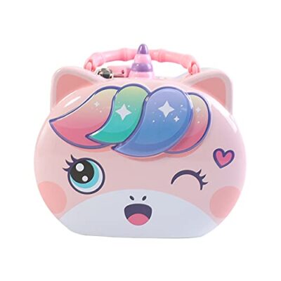 SAMVARDHAN Unicorn Piggy Bank Cartoon Coin Saving Box with Lock – Pink