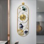 Decorative Metal Gingko Leaf Wall Clock Big Size, Wall Decoration Items for Living Room/Bedroom/Office/Halls