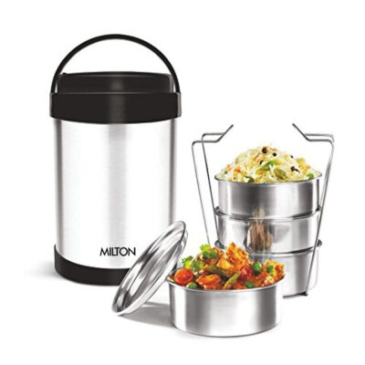 MILTON Royal Insulated Stainless Steel Lunch Box | 4 Leak-Proof Containers (600 ml Each) | Hot & Cold PU Insulated Tiffin with Strap & Handle for Office, College & Picnic