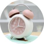 Alloy Steel, Glass Twin Bell Edition Vintage Look With Night Led Display Table Alarm Digital Clock, Home Decor, Size :12X10X6 Cm, Small (Pink)