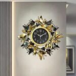 Modern Luxury Double Sided Wall Clock Silent Gold Clocks Wall Home Decor Luxury Living Room Decoration Watches Home Design Gift (Butterfly Clock), Analog, Metal, 55 Cm, 55 Cm