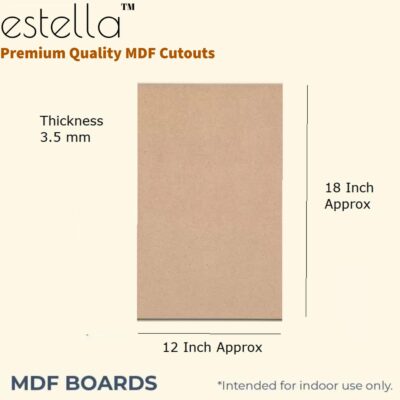 Estella Rectangle MDF Boards for Art & Craft | 12 x 18 Inch (3.5mm Thick) | Pack of 3 Sheets for Painting, Resin, Mandala, Lippan & DIY Decoration