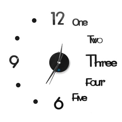 Wall Sticker Clock - DIY 3D Adhesive Sticker, Non-Ticking, Frameless, Plastic EVA Analog Watch with Adjustable Sizes (25 cm - 50 cm) for Livingroom, Bedroom, Office Decor, Home Gift