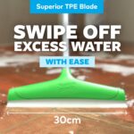 Scotch-Brite Bathroom Squeegee Plastic Wiper (30 cm, Green) | Sharp Rubber Edge | Corrosion-Free | Lightweight & Durable