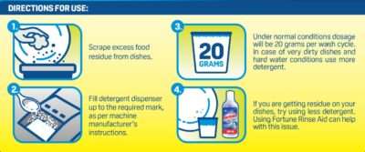 Fortune Dishwasher Detergent Powder 1 Kg – Compatible with All Dishwasher Brands, Stain-Free & Spotless Cleaning