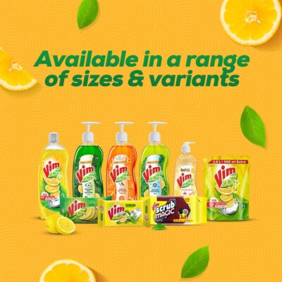 Vim Fresh Lemon Dishwash Liquid Gel 2L Refill Pack | No Residue | Grease Cleaner for Utensils | Kitchen Soap Super Saver