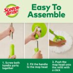 Scotch-Brite 2-in-1 Bucket Spin Mop (Green) with 2 Refills | Twin Bucket System | 360° Telescopic Handle | Easy Wring & Rinse | 4 Pcs Set