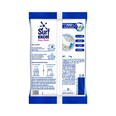 Surf Excel Easy Wash Detergent Powder | 7 kg | Superfine Powder for Easy Dissolution | Removes Tough Stains | Safe for All Washing Machines & Fabrics
