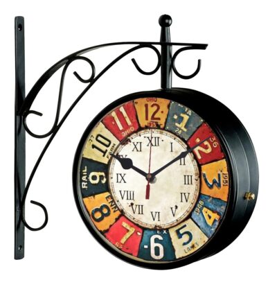 Abstract Theme Vintage Double Side Iron Railway Clock - Home/Kitchen (Style2, 10 x 10 Inch)