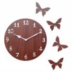 Wooden Wall Clock for Living Room Stylish Latest | Wall Watch for Home | Designer Wooden Butterflies | Analog Clocks for Home Clocks 10 Inch Brown