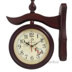Retro Wooden Station Dubble Side Wall Clock, Home Decor, Office Decor Wall Clock,Analog,34W x 36H Centimeters