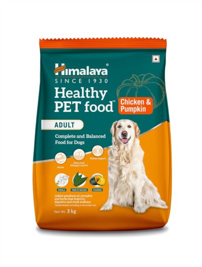 Himalaya Healthy Pet Food – Chicken & Pumpkin Flavor | Complete & Balanced Nutrition with Herbal Enrichment | For Adult Dogs, Shiny Coat & Healthy Appetite (3 kg Pack)