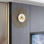 White Gold Handmade Metal Wall Clock – Wire Design, Silent Ticking, Decorative Wall Hanging Clock for Bedroom, Living Room, Dining Room, and Hallway (53x53cm) (Design 1)