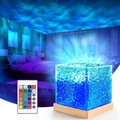 Dwiza Ocean Wave LED Projector Lamp – 16 RGB Colors, 3D Water Effect
