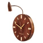 Handmade Sheesham Wood Unique 12X12 Wall Clock With Spotlight/Focus Light Attachment Of 3W In-Built Warm White Led Ft. Rose Gold Plated Metal Spring-Analog