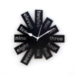 MDF Wooden Wall Clock for Home Small Size Round Text Stylish Clock | Modern Decorative Watch for Office (12 inch_Black)