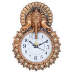 Premium Plastic Designer Stones Ganesha Wall Clock for Home and Office Décor, Living Room, Bedroom (Copper, 12 Inch) Analog
