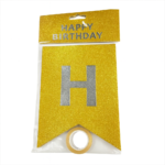 Golden Glitter Happy Birthday Banner | Party Decoration | Reusable Hanging Bunting