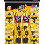 Birthday Decoration Combo Pack | Golden & Black Balloons with Happy Birthday Foil Banner | Party Backdrop Set