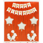 Birthday Decoration Combo Pack | Red & White Balloons, Foil Stars, Banner & Curtains | Party Theme Set