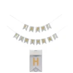 Silver Glitter Happy Birthday Banner | Party Decoration | Reusable Hanging Bunting