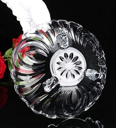 OSTUMBLI Crystal Glass Fruit Bowl | Elegant Transparent Serving Bowl for Fruits, Salads & Snacks | Decorative Dining Tableware Centerpiece