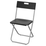 IKEA Steel Foldable/Durable Chair with Cut-Out Handle/Back Rest- Black by Stockland