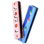Toypur Harmonica Mouth Organ Wooden Musical Instrument for Kids Best Return Gift (Pack of 2 - Random Colours and Pattern)