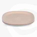 Eha Eco-Friendly Square Dinner Plates – Set of 4, 9-inch | Bamboo & Rice Husk | Microwave Safe, Unbreakable