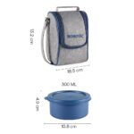 Borosil Carrymore Microwavable Stainless Steel Lunch Box with Bag | 3×300 ml Round Containers