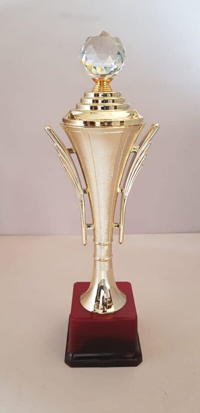 A.V. Mementos Plastic Fiber Trophy – Gold Pillar Diamond Cup (Golden)
