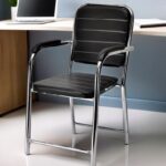 Chair Visitor Chair with arm Rest with Steel Frame and Cushioned seat Back Chair Without Wheels (1, Black, Heavy 1)