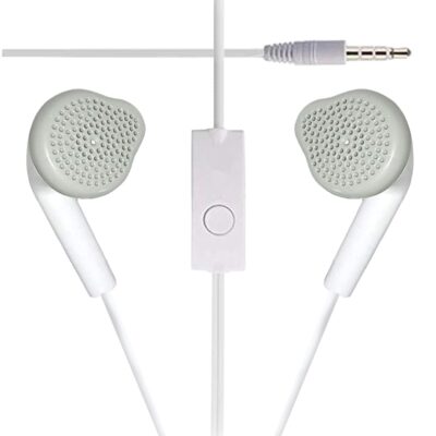 Kanget EHS61 Wired in Ear Earphones Wired Earphones True Sound Hands-Free with 3.5mm Jack & with Mic for All Samsung Smartphones (White)