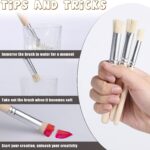 KABEER ART Stencil Brush Set of 6 pc for Acrylic and Oil Painting (Wood)