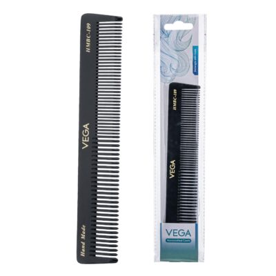 Vega General Grooming Hair Comb, (India's No.1* Hair Comb Brand) for Men and Women Black, Handmade, (HMBC-109)