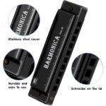KRIAA ENTERPRISE Harmonica 10 Holes in C Key – Blues Mouth Organ for Kids, Students & Adults | Beginner-Friendly Diatonic Harmonica with Case – Great for Practice, Travel & Gifting (Black)