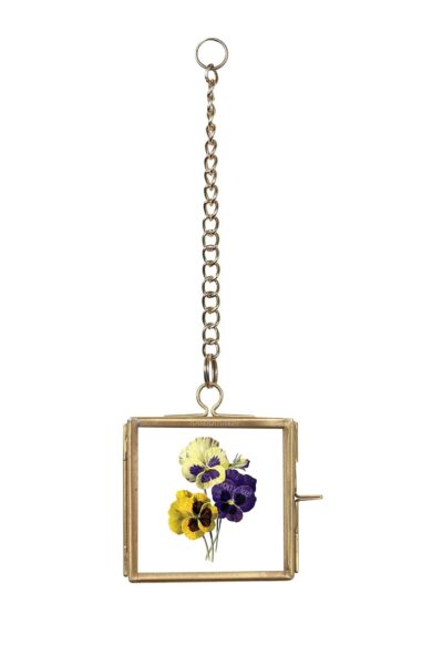 Spaziomaker Vintage Brass & Glass Hanging Photo Frame (2x2 Inch, Pack of 1)