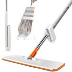 Raggle Flat Microfiber Magic Mop for Floor Cleaning, Home Hands Free Squeeze for Floor, Stainless-Steel Handle and Microfiber Refill