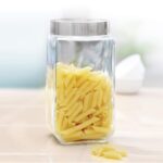 Cello Qube Fresh Glass Storage Jar – 1000 ml | Transparent Airtight Multipurpose Organizer Jar with Metal Lid | For Grains, Pulses, Spices, Cereals, Cookies, Pickles & Dry Fruits