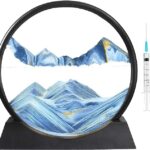 Toiqux Moving Sand Art Picture – Round 3D Glass Frame with Orange Sand (Deep Sea)