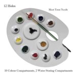 Eclet Large Elliptical Shape Color Pallet, Paint Mixing Palette, Painting Plate, Watercolor Pallet, Tray for Acrylic Paints, Palate for Coloring with 12 Compartments for Artists, Students, Kids