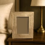 THE RAAVYA Handcrafted Wooden Photo Frame – 5x7 Inch, Acacia Wood with Scallop Etched Design